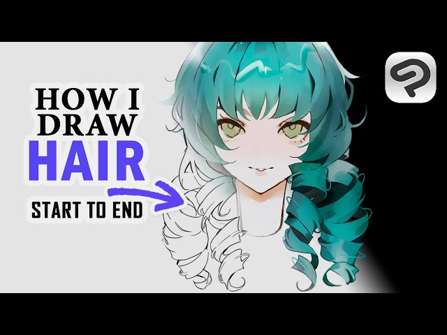 How I Draw Anime Hair ✒️Start to End: My Full Digital Process [Clip Studio Paint Tutorial] class=