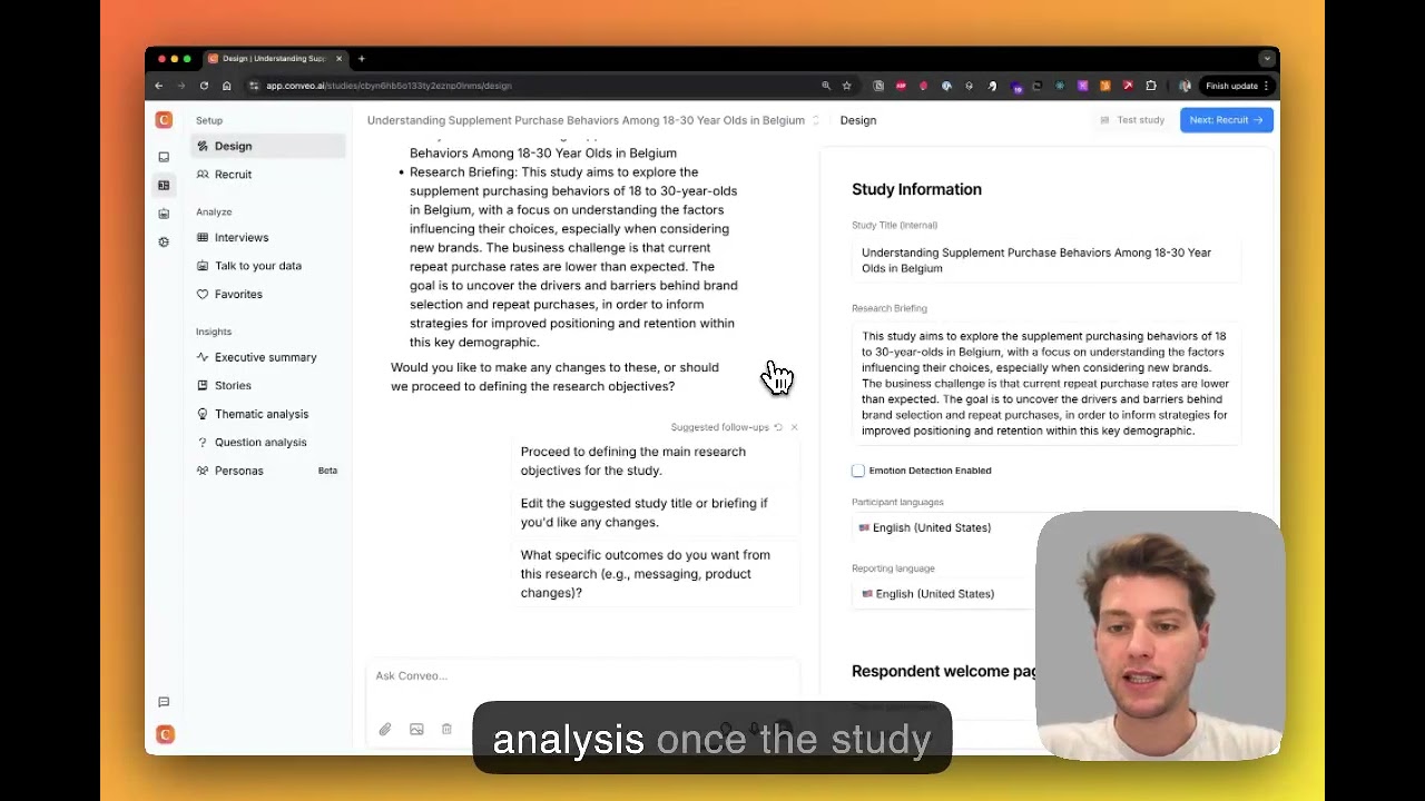 Conveo: set yourself up to win with study context for your AI