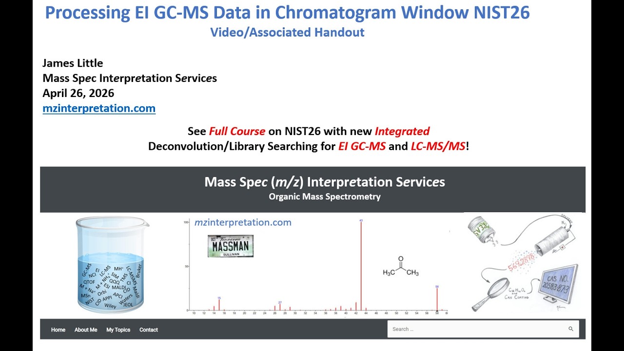 Processing EI GC-MS Data in Chromatogram Window NIST26 - YouTube