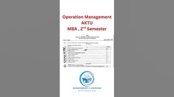 Operation Management , MBA ,2nd Semester, AKTU question paper 2024