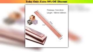 Top 1pcs Length 100-500mm T2 Red Copper Flat Bar Strip Pure Copper Plate CNC DIY Material Thickness