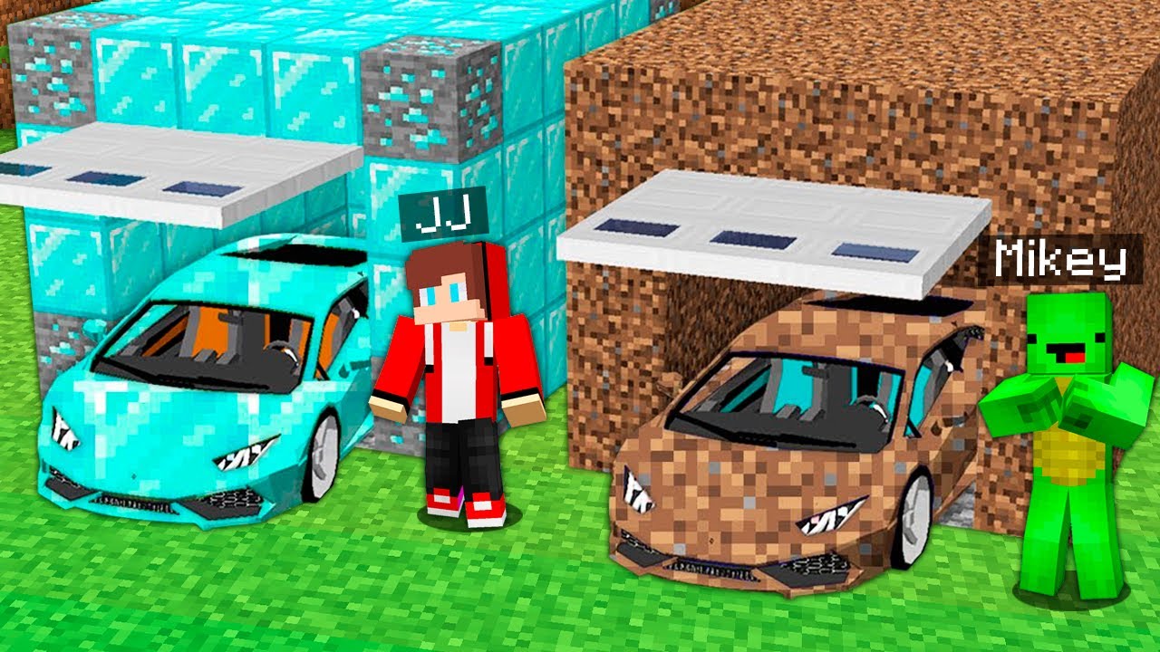 JJ and Mikey Found SECRET DIAMOND and DIRT GARAGES with CARS?! – Minecraft Maizen !?