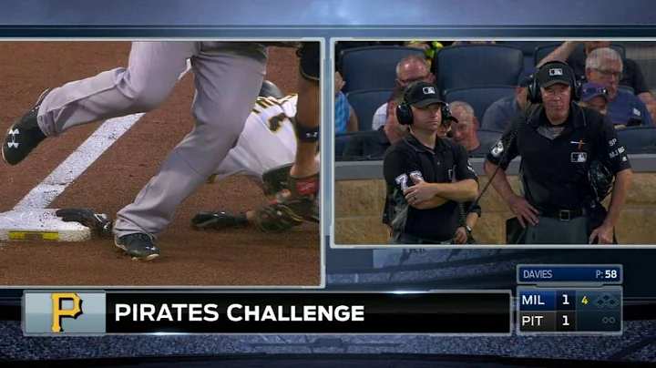 MIL@PIT: Brewers turns double play after review