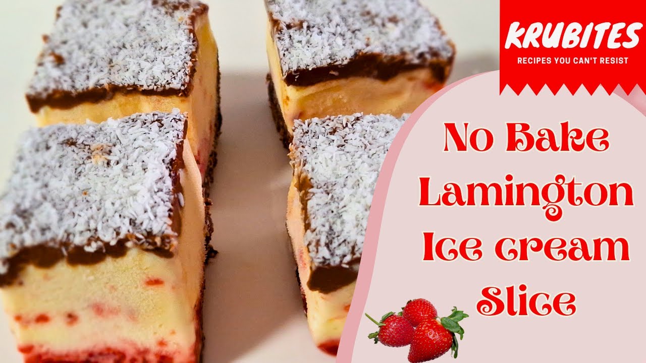 No Bake Lamingtons & Strawberry Icecream Slice Refreshing Quick