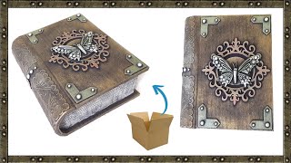 🍀Make easy decorated cardboard BOOK BOX / DIY cardboard crafts