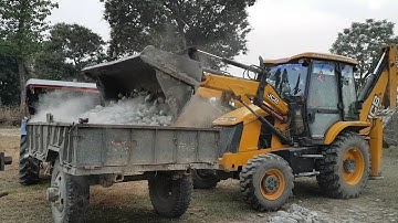 JCB Backhoe Loder Loading Stone in Tractor Reverse and Orginal Video - JCB Digger Working Video