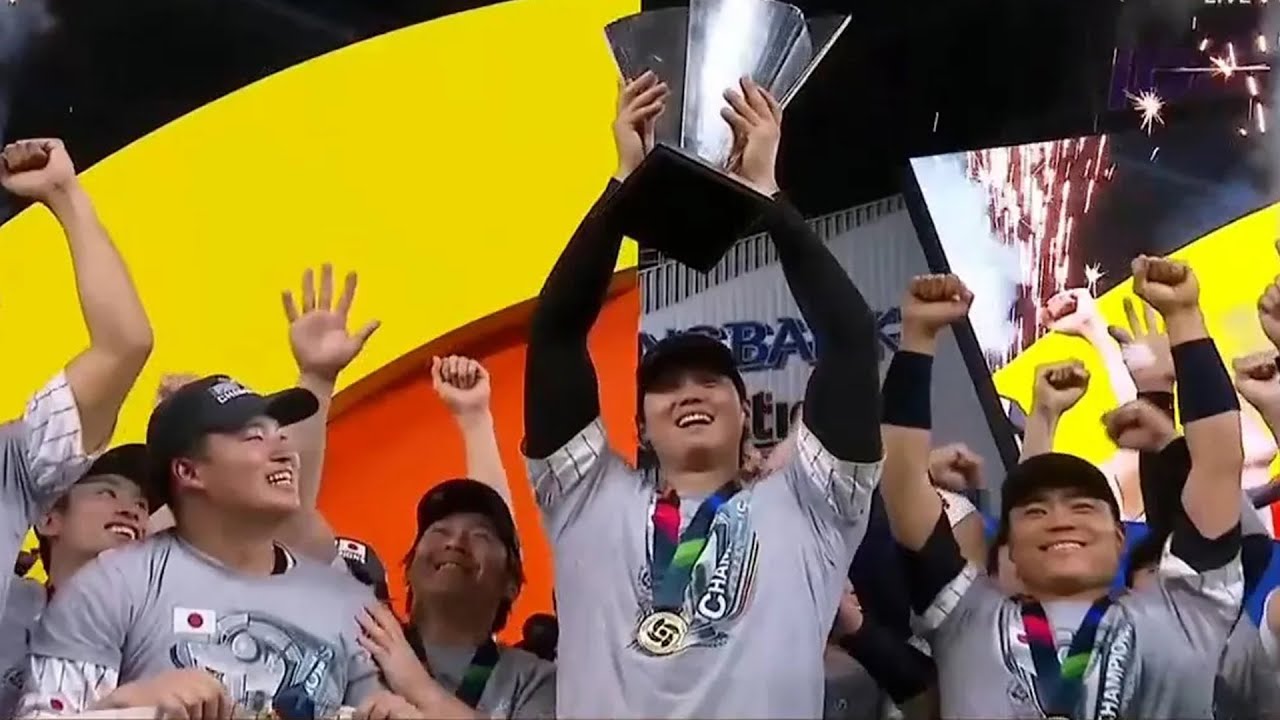 Japan hoists the trophy after winning the 2023 World