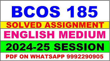 bcos 185 solved assignment 2024-25 | bcos 185 solved assignment in english 2025 | bcos 185 2024-25