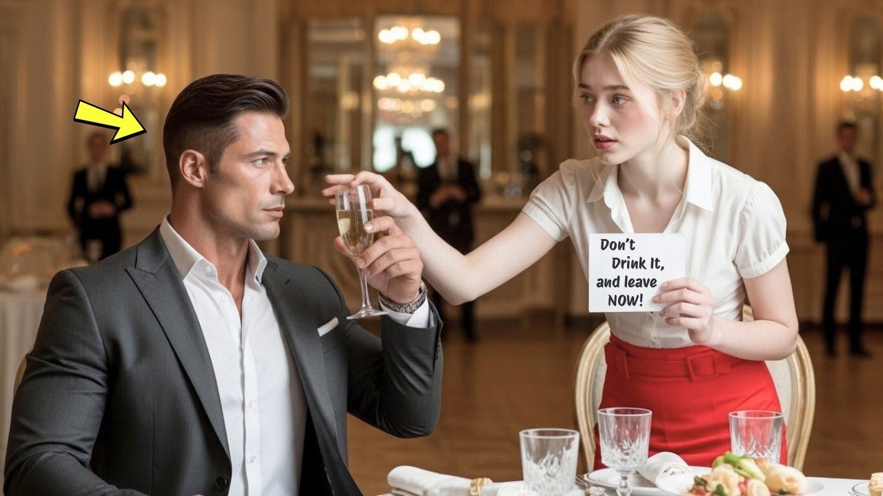 Waitress Slipped the CEO a Note “Don’t Drink It, and leave NOW”, He Grabbed Her Hand and Said,...