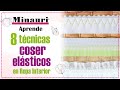 8 técnicas para coser elásticos en ropa interior, c/ máquina casera-prensatelas normal (eng sub)