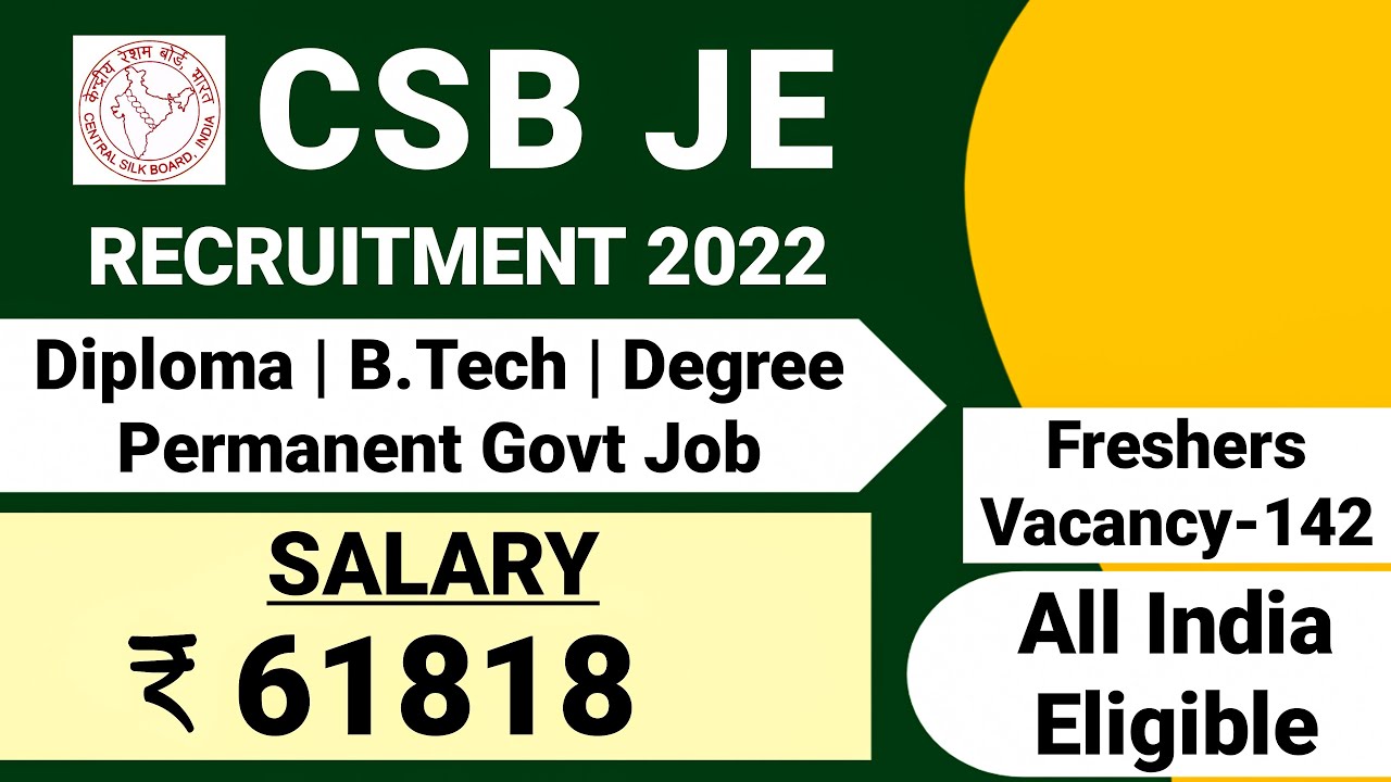 CSB JE Recruitment 2022|Central Silk Board Recruitment 2022|CSB JE Vacancy 2022|CSB JE Notification
