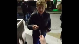 Famous Clare Balding isn't really up for signing autographs after seeing a bunch of cards infront of her. Wealth