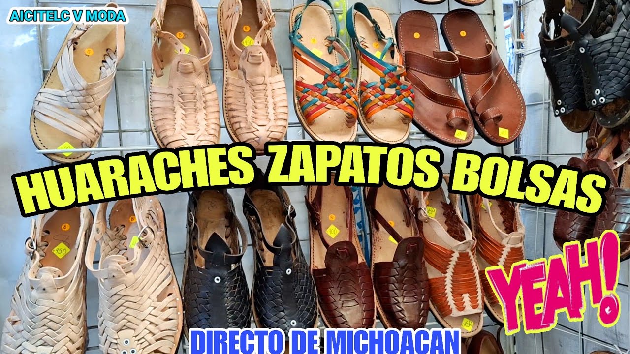 ZAPATOS HUARACHES PIEL VACUNO SUELA DE LLANTA  BOLSAS ARTESANAL  DE MICHOACAN MÉXICO 