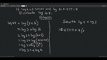 If log 2=0.30103 and log 3=0.47712, evaluate log 48.