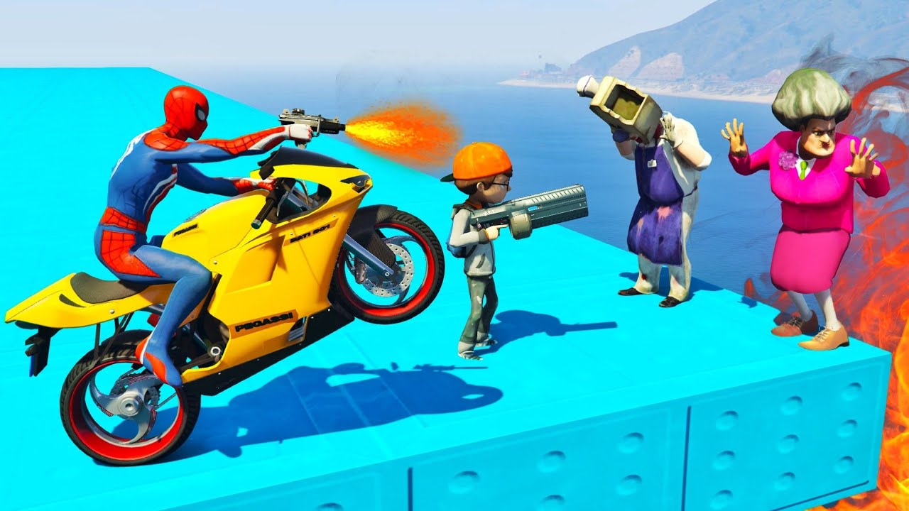 Scary Teacher 3D — Цветной паук спасает Ника и Тани — Человек-паук против Мисс Т и Айскрима