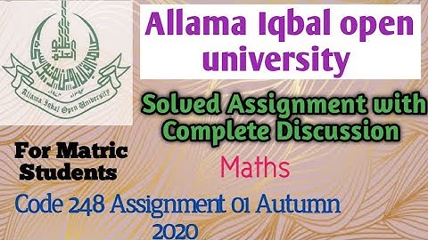Allama Iqbal Open University Maths assignment : Matric code 248: Assig 01: Autumn 2020:3rd semester