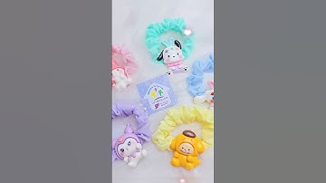 Giá chỉ 14k| Đồ buộc tóc scrunchies vải lụa đính charm lớn hoạt hình cao cấp #diy #phukientoc #fyp