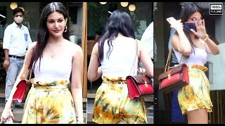 South Bold Actress Amyra Dastur in a short Dress arrives for Lunch