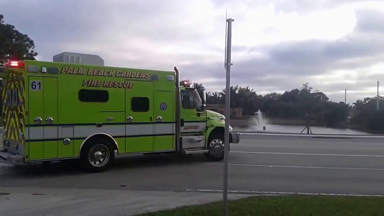 PALM BEACH GARDENS FIRE RESCUE RESCUE 61 RESPONDING CODE 3!!! - YouTube