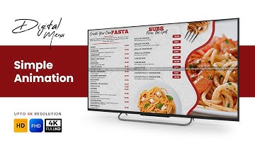 STANDARD — Pro Animated Menu | Horizontal Screen | Digital Menu | Digital Signage | Menu Board