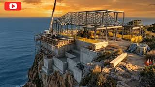 From Empty Cliff to Luxury Glass Villa 🏡 | Satisfying Build Time Lapse #trending #youtubeshorts