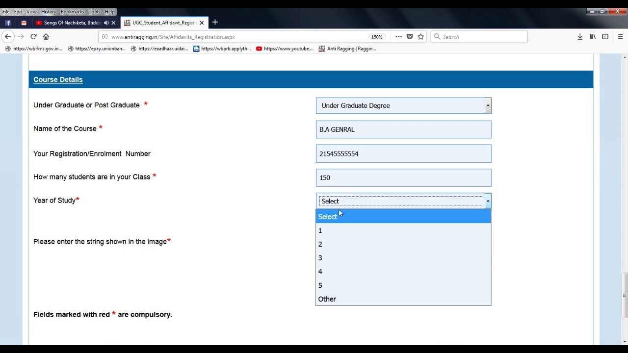 Registration Anti Ragging how to fill anti ragging registration online ,, apply - YouTube