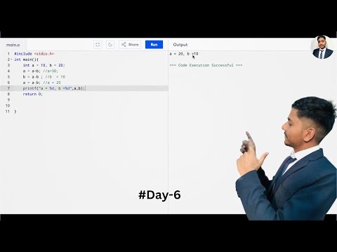 write a program to swap two number without using third variable 🚀DAY - 6🚀 C - PROGRAMMING