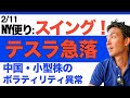 【2/11 米国株】テスラが急落！小型株のボラティリティが異常！