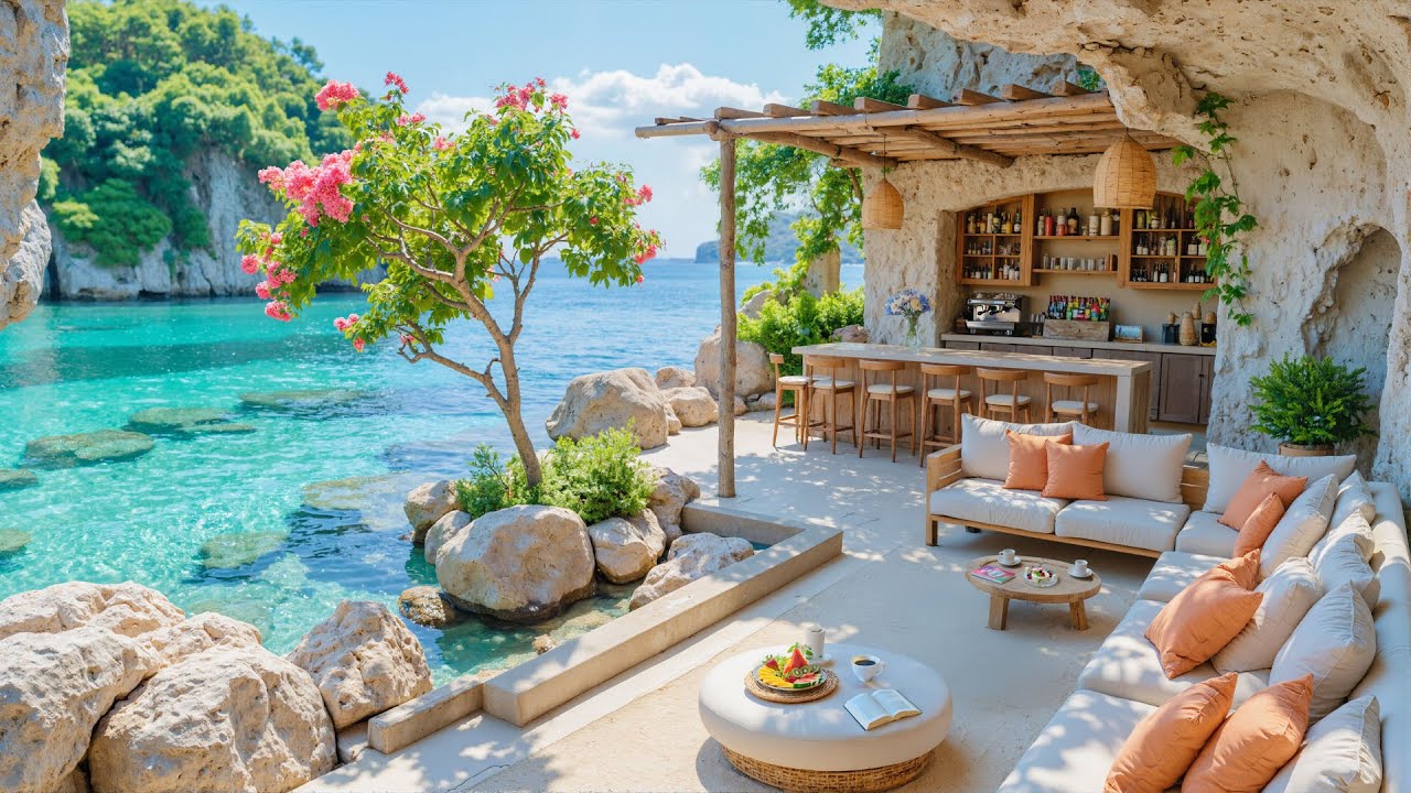 🌿 Уединённое прибрежное джаз-кафе | Освежающая морская атмосфера и мягкий джаз для спокойной продукт