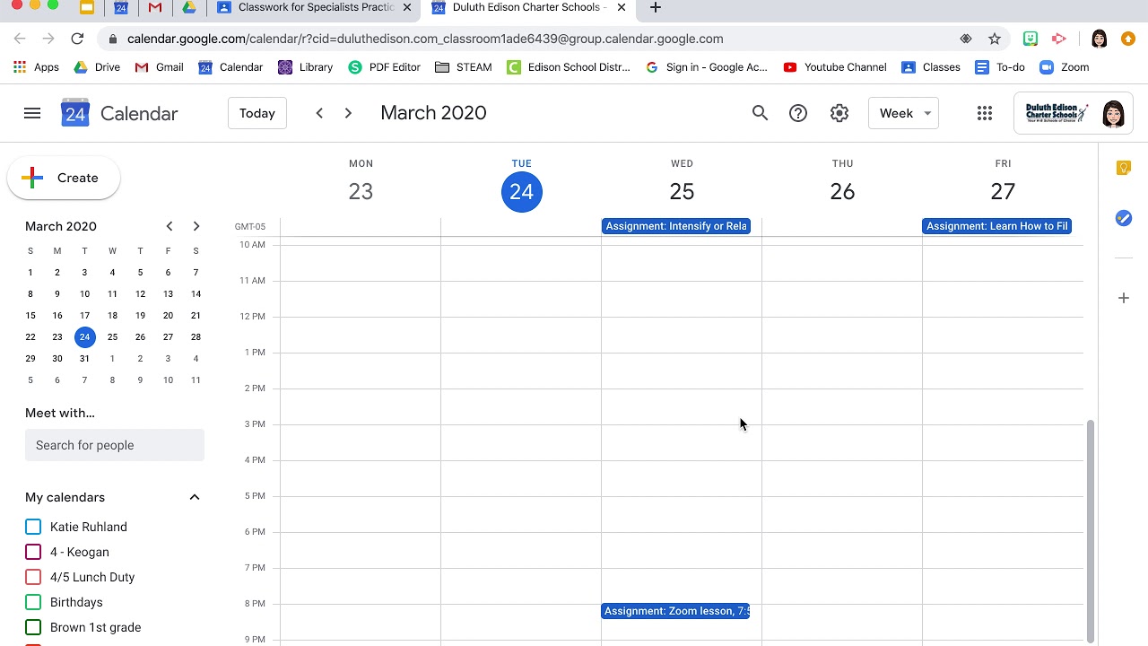 Google Classroom assignments in Google Calendar YouTube