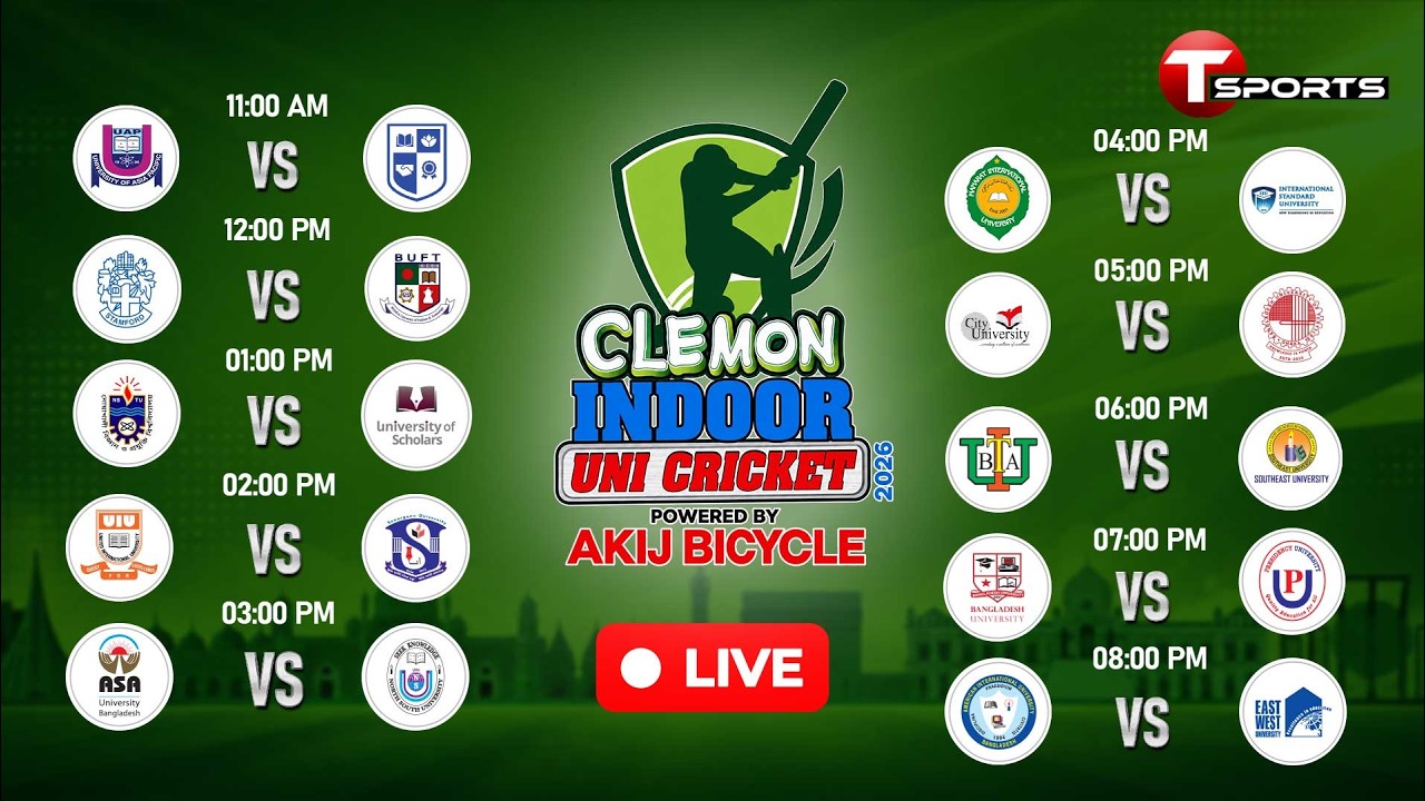 LIVE | Clemon Indoor Uni Cricket 2026 | Day - 3 | Cricket | T Sports
