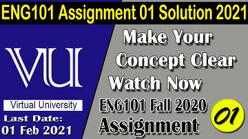 ENG101 Assignment 1 Solution 2021 | ENG101 Fall 2020 | Virtual University | AM Knowledge Official