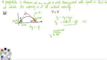 velocity of projectile at time t is perpendicular to initial velocity.