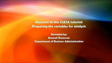 Stata: Preparing variables for analysis (key commands for beginners)