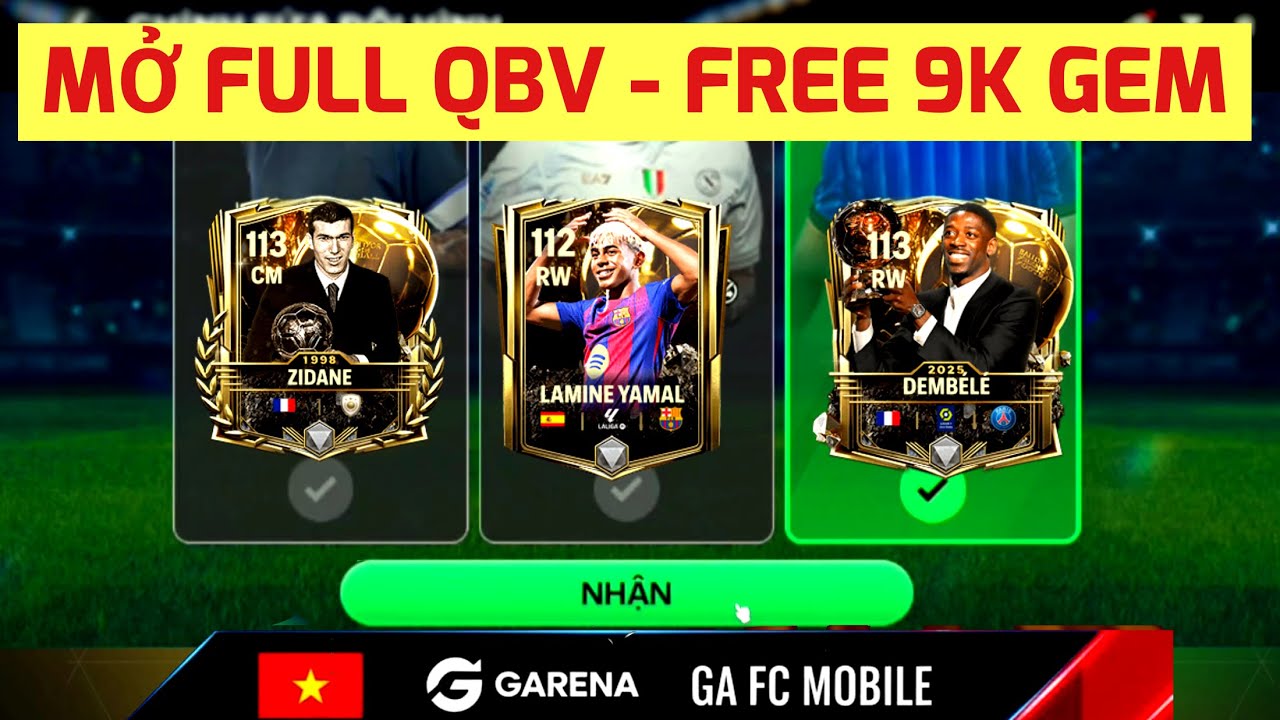🇻🇳 FC MOBILE VIỆT NAM | NHẬN FREE 9000 GEM - MỞ FULL PACK QUẢ BÓNG VÀNG SĂN ZIDANE 