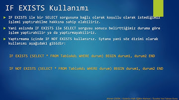 Hafta08 - Ders 009) IF EXISTS Kullanımı