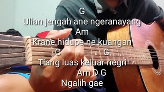 Video thumbnail of "kunci gitar mudah ( pesan amah cicing  - A.A Raka Sidan ) by. kandek"