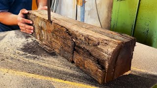 Building A Difficult, Rustic Table From Rotten Old  Railway Sleepers \/\/ Woodworking Restore Old Wood