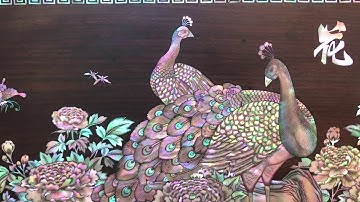 Siêu phẩm tranh hồng Kông khảm ốc vàng chanh đỏ lửa - Đồ Gỗ Thanh Tuấn