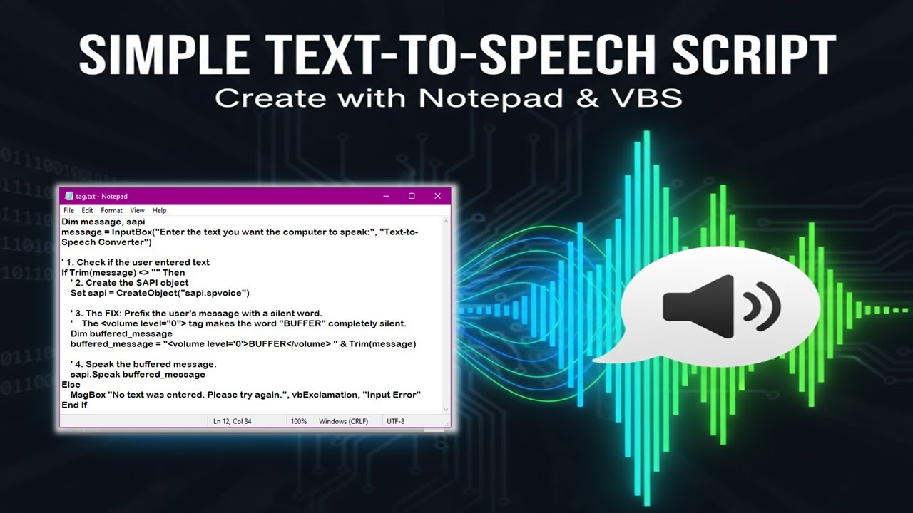 Simple Text-to-Speech Script Using Notepad #notepadtricks #notepad # ...