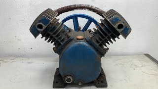 2 Piston 3HP Air Compressor Pump Head Restoration - Restoring \& Repairing Broken Old Air Compressors