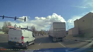 Semi Runs Red Light & Almost Hits Motorcyclist - Casper, Wyoming
