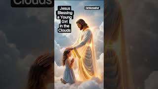 Title: Jesus Blessing a Young Girl in the Clouds