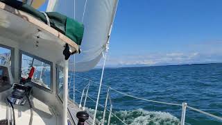 Kora, Rustler 36 for sale. View of mainsail. rustler36.co.uk