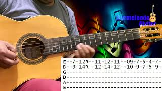 Cuando dos almas - Tutorial de Requinto explicado paso a paso - Versión Instrumental - Guitarra Tabs