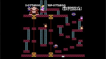 Donkey Kong NES Game A Level/Loop 4 Girders, Elevators and Rivets Gameplay No Commentary