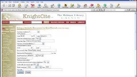 Creating a Works Cited Entry With Knight Cite