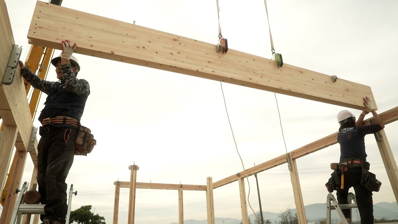 【Процесс сборки тяжелого деревянного каркаса на месте】Полная версия для объекта в Ёнчхоне