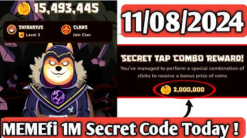 Memefi Secret Reward Combo Today 11/08/2024| Memefi 5,00,000 Coins Code #memefi