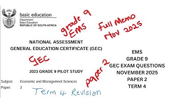 EMS GRADE 9 I EMS GEC QUESTIONS I NOVEMBER 2025 I TERM 4 I PAPER 2